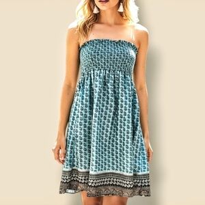 ☮️ Boho Strapless Paisley Floral Lightweight Spring Summer Dress or Skirt!